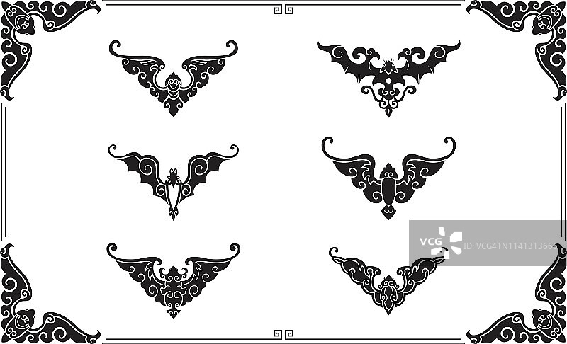 蝙蝠图标，一组6个图片素材