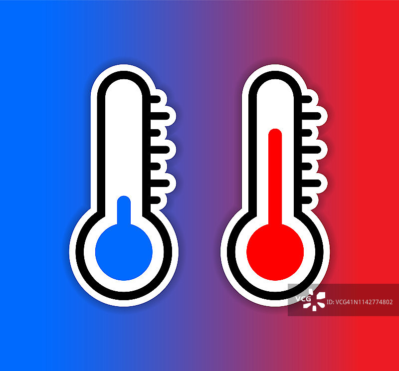 蓝色和红色温度计图标图片素材