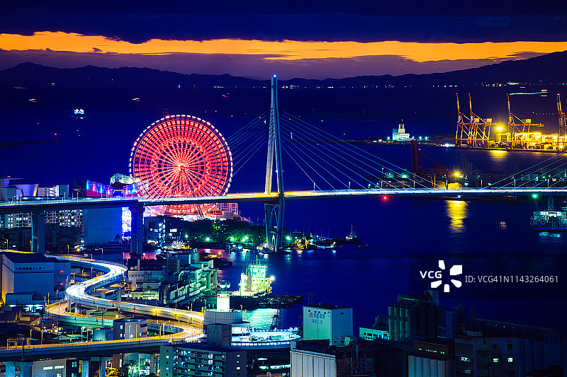 日本大阪的城市夜景图片素材
