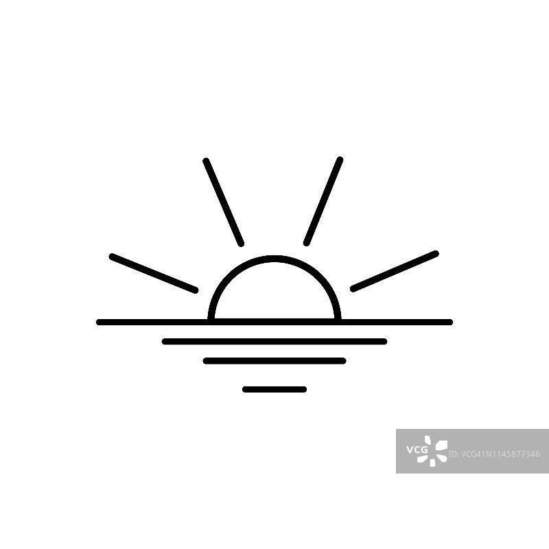 日落标志图标。天气元素的移动概念和web应用图标。轮廓线、细线图标用于网站设计开发、应用程序开发图片素材