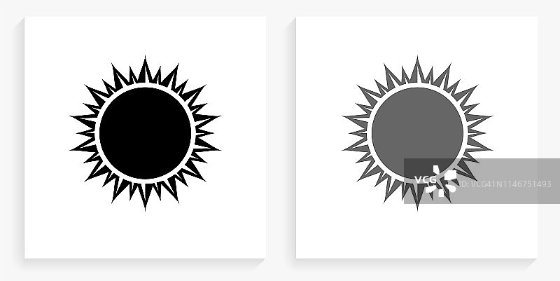 太阳黑白方形图标图片素材