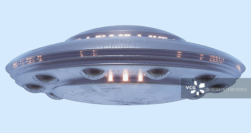 白色背景下的UFO，插图图片素材