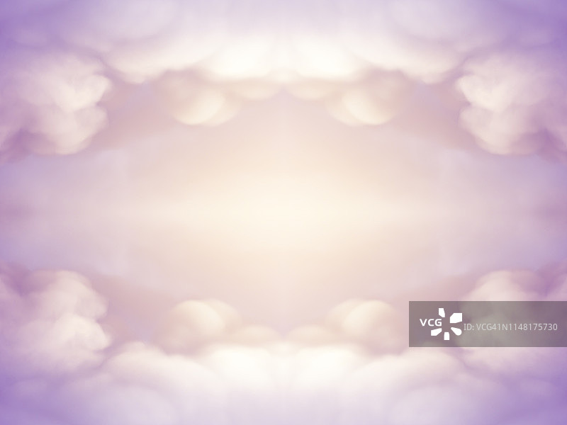 完整的抽象背景框架与彩云在一个柔和的淡紫色和粉红色的背景图片素材