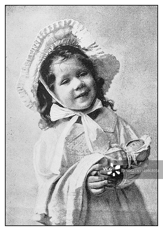 古董照片:小女孩图片素材