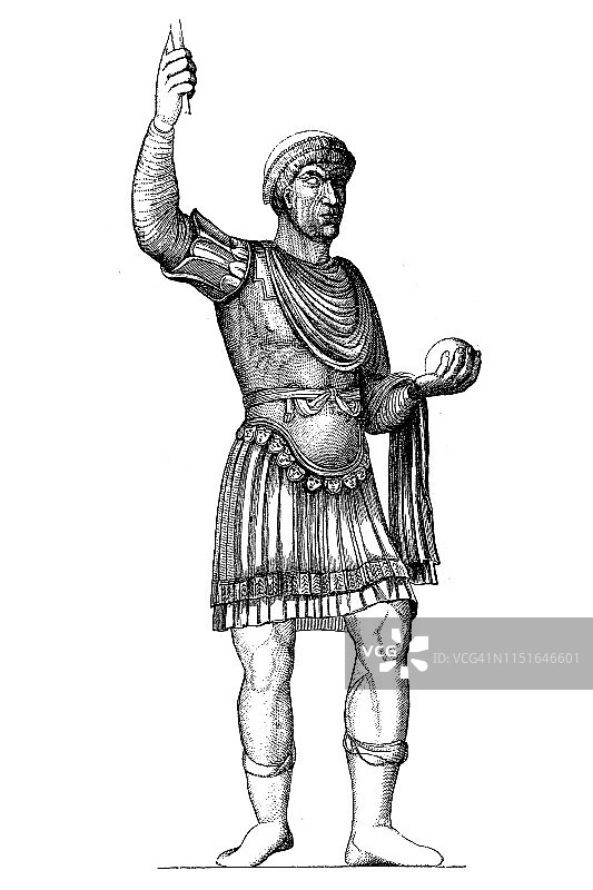 巴莱塔巨像是一尊东罗马皇帝的大型青铜雕像，几乎是真人的三倍大(5.11米，或约16英尺7英寸)，目前位于意大利的巴莱塔图片素材