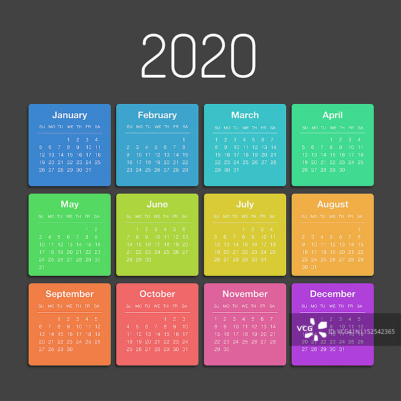 日历2020年模板日计划在这个极简主义图片素材
