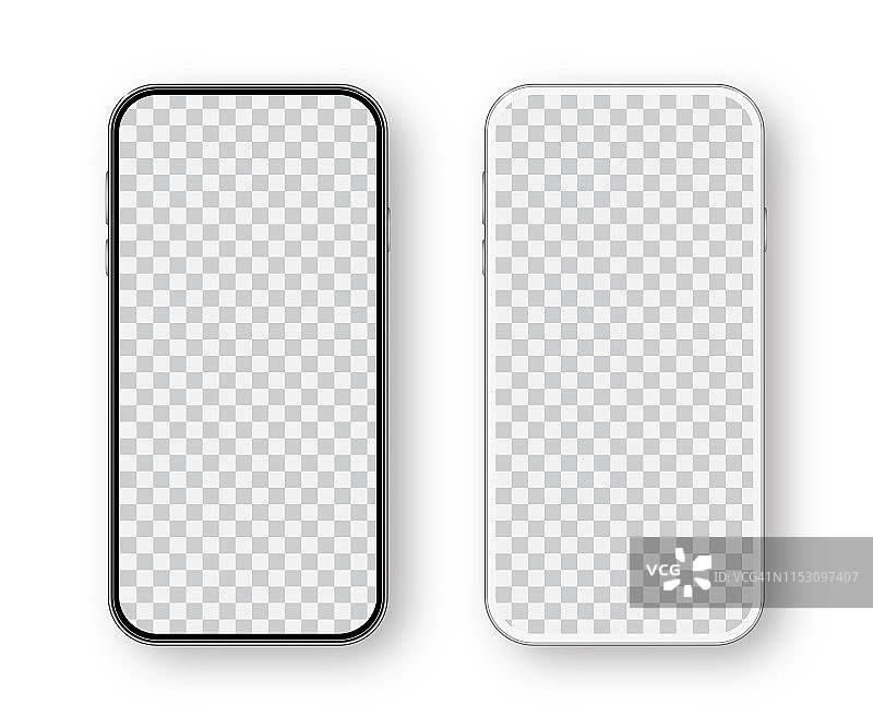 Modern White and Black Smartphone. Mobile phone Template. Telephone. Realistic vector illustration of Digital devices图片素材