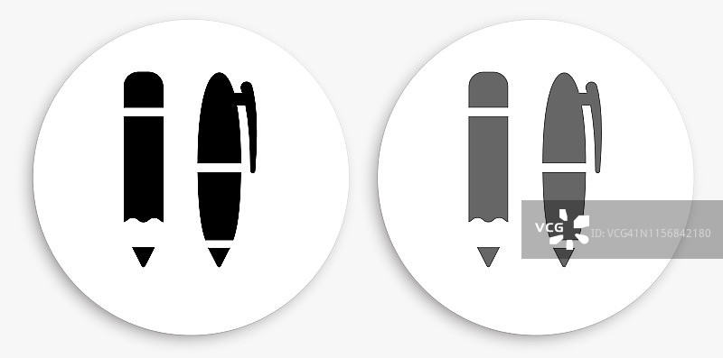 铅笔和钢笔黑色和白色圆形图标图片素材
