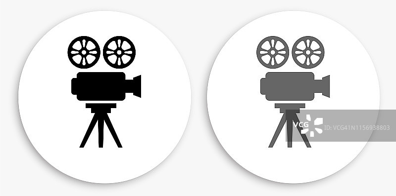 电影相机黑白圆形图标图片素材