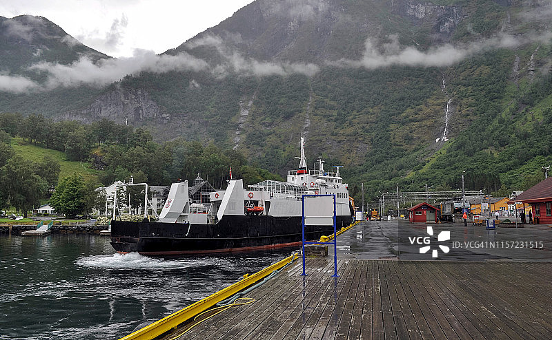城市诡计,挪威。城市景观。船在码头。图片素材