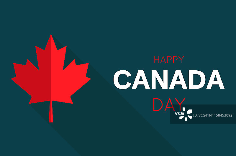 带红色枫叶的加拿大日快乐卡片。矢量插图。图片素材
