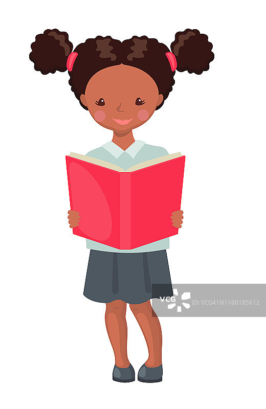 非裔美国女学生的性格与书。图片素材