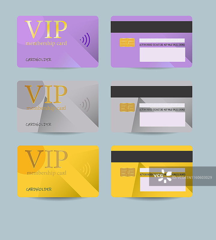 会员卡。前面和后面的VIP卡模板。的名片。矢量图图片素材