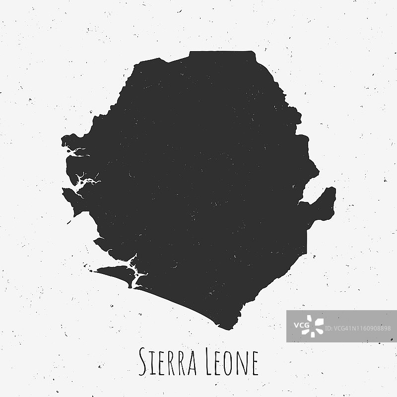 复古的塞拉利昂地图与复古风格，在灰尘白色的背景图片素材