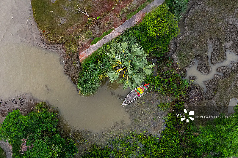 孟加拉国南部受洪水影响的沿海地区鸟瞰图图片素材