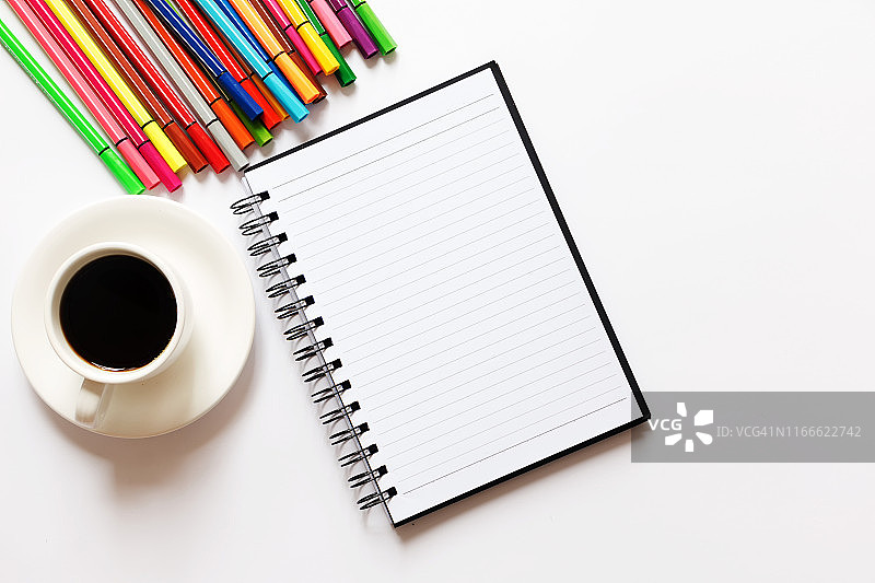 彩色标记pen-coffee-notepad图片素材