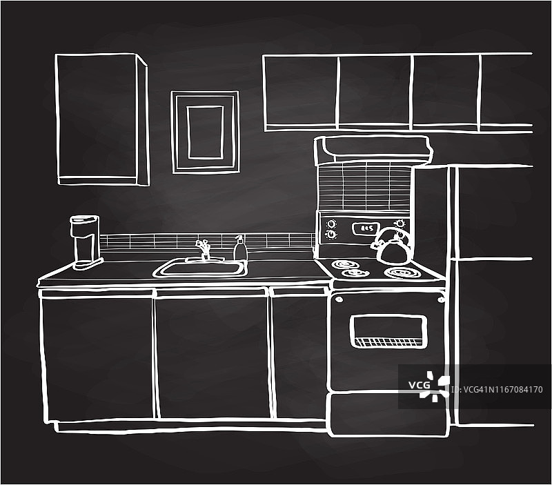 公寓厨房黑板图片素材