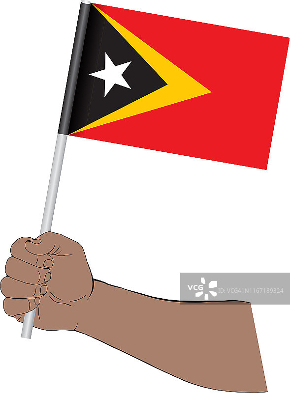 手握东帝汶国旗图片素材