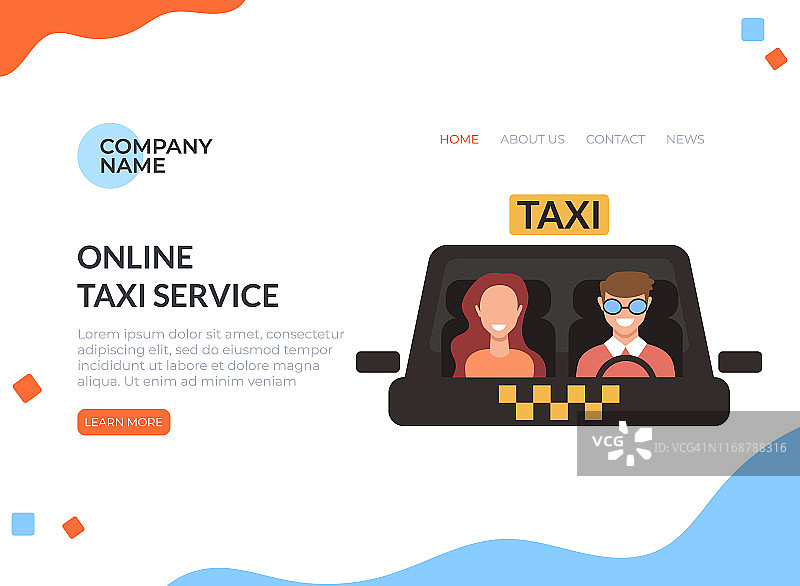 网上出租车服务理念。矢量平面卡通图形设计孤立插图图片素材