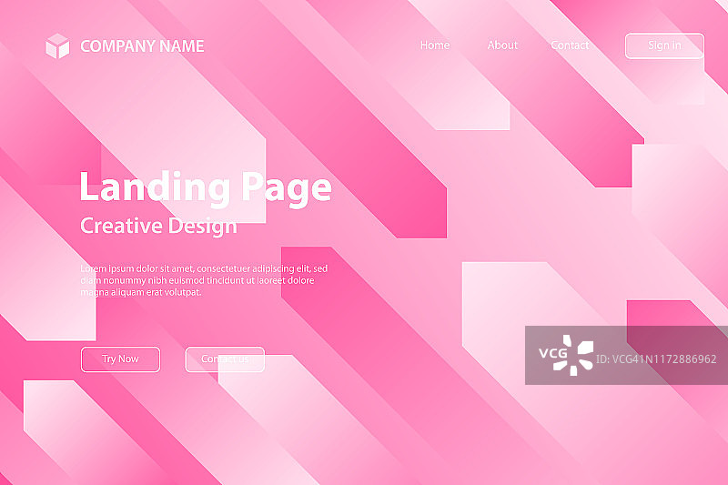 登陆页面模板-抽象设计与几何形状-时髦的粉色梯度图片素材
