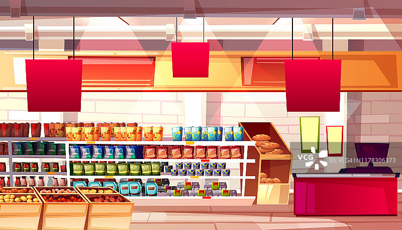 超市杂货食品矢量插图图片素材