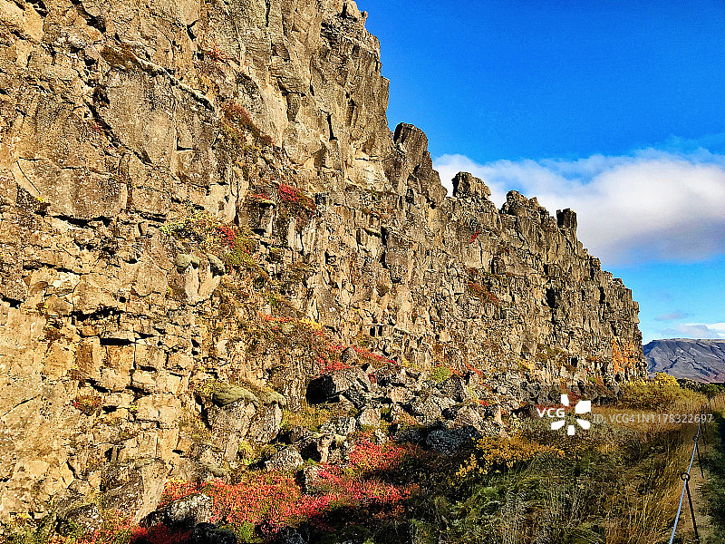 北美脊构造板块的墙，冰岛图片素材