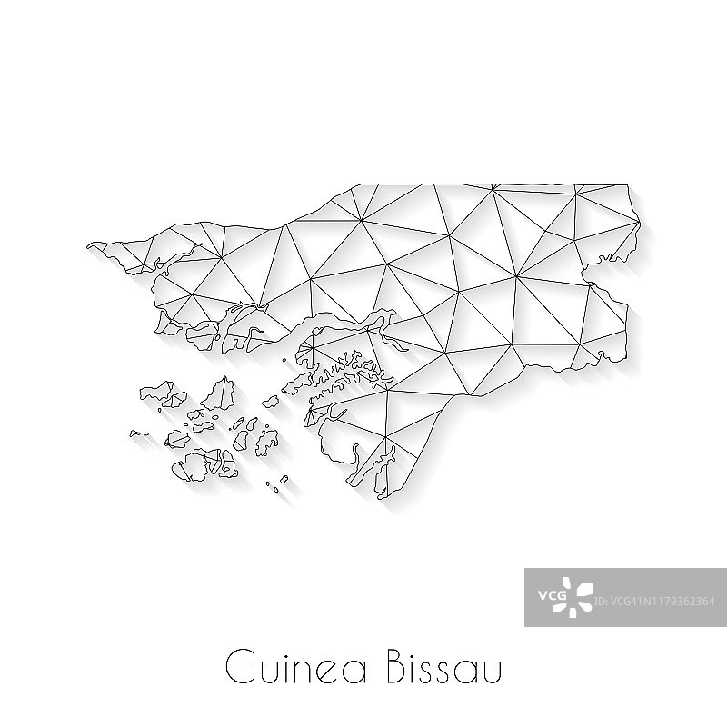 几内亚比绍地图连接-网络网格上的白色背景图片素材