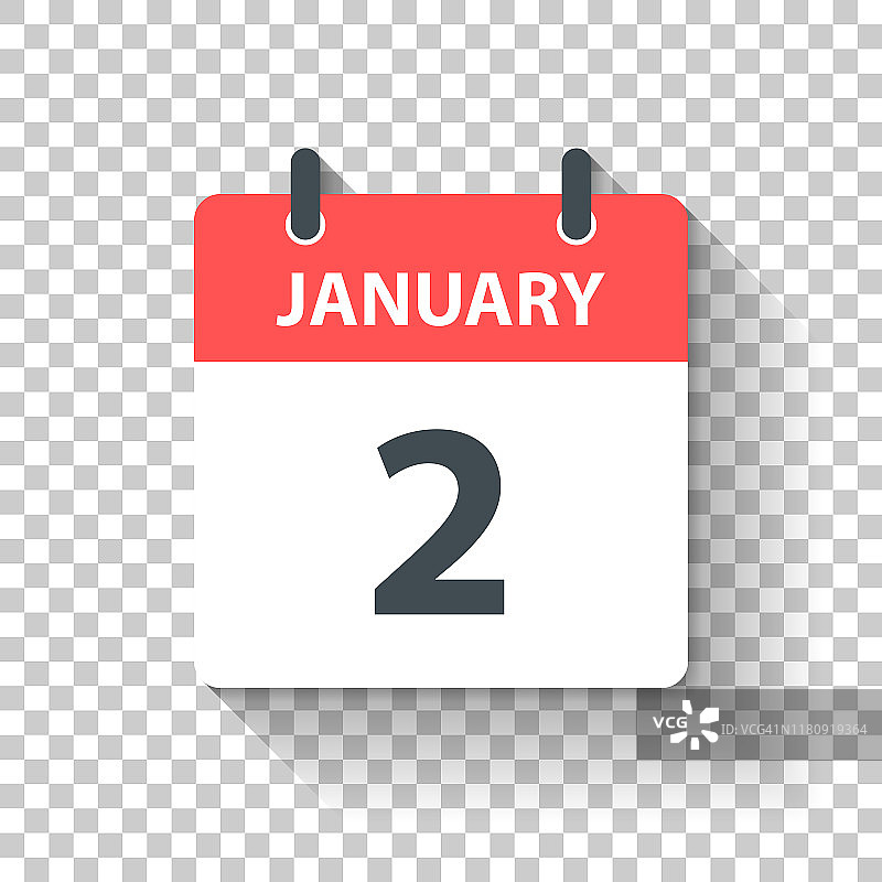 1月2日-日日历图标在平面设计风格图片素材