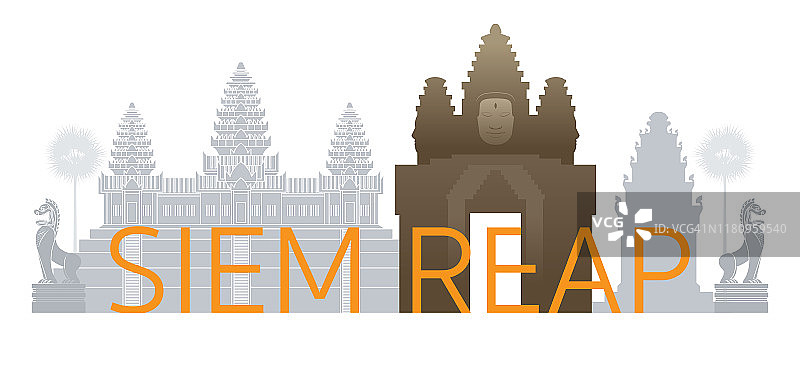 柬埔寨暹粒，用文字或文字标注的地标建筑图片素材