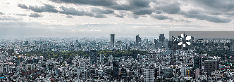 空中东京城市与东京塔，港人，东京，日本。(天)图片素材