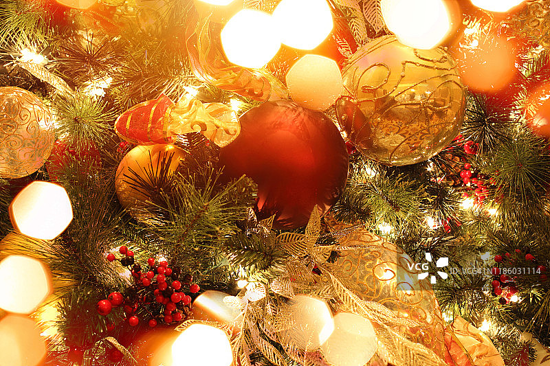 圣诞树散焦灯光背景图片素材