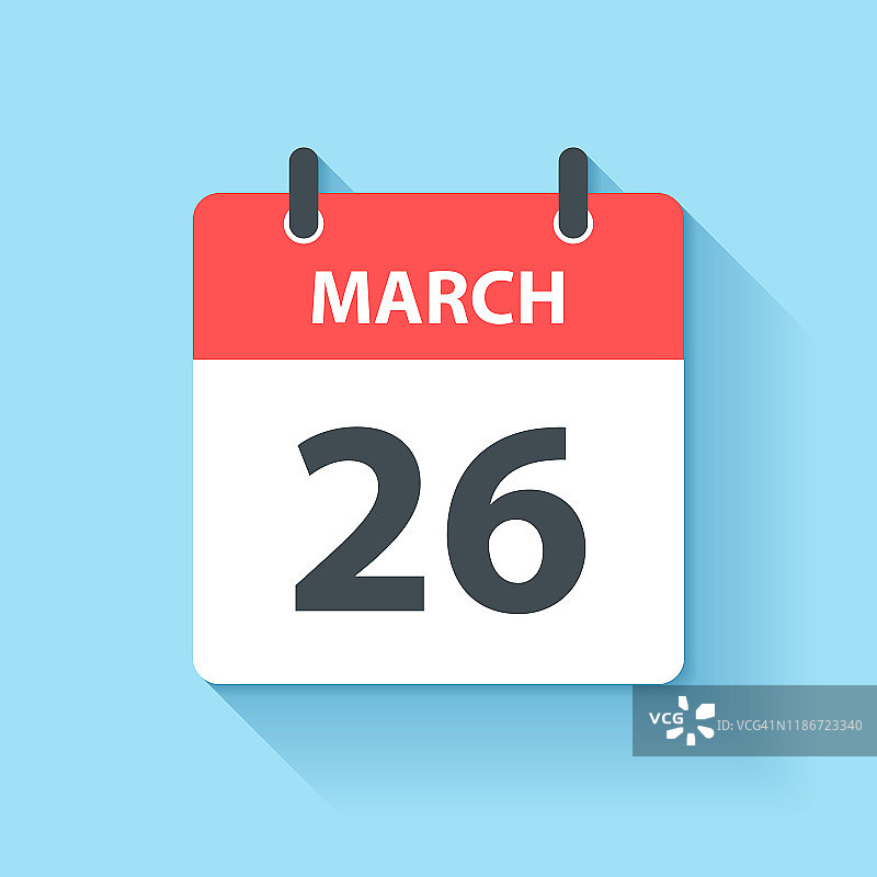 3月26日-日日历图标在平面设计风格图片素材