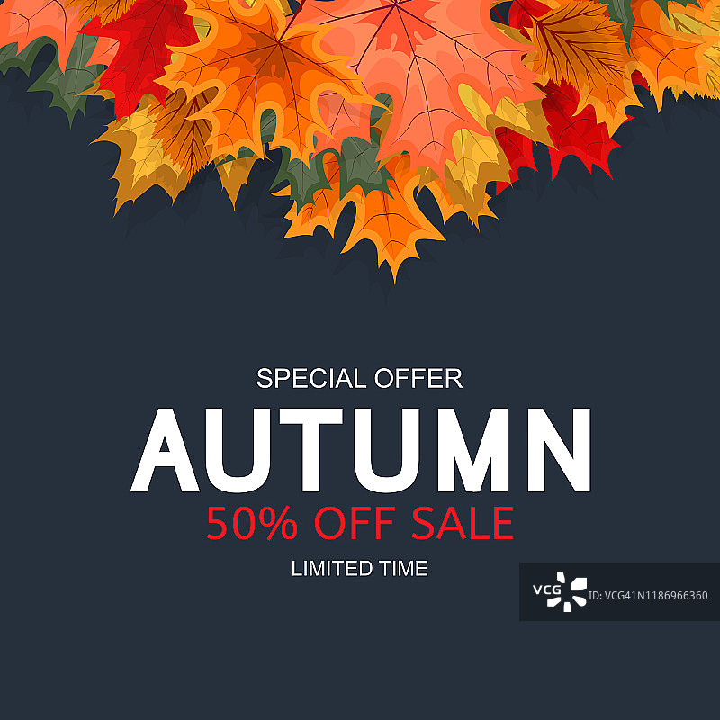 抽象矢量插图秋天销售背景与秋天的叶子图片素材