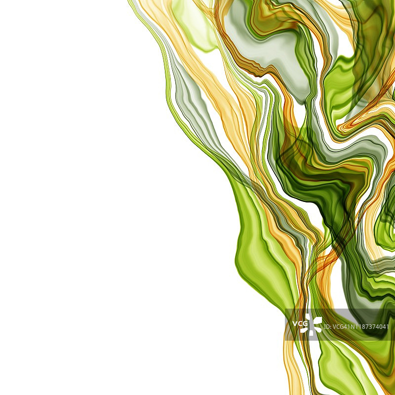 夏季抽象手绘水彩或酒精墨水背景在绿色和黄色色调。时尚的风格。适合polygraphy。光栅插图。图片素材