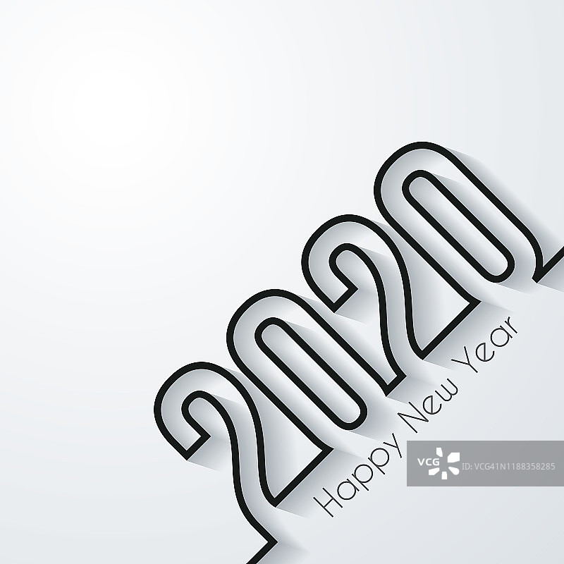 2020年新年快乐——白色背景图片素材
