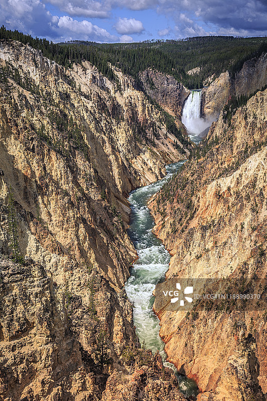 来自黄石国家公园艺术家点的黄石大峡谷瀑布图片素材