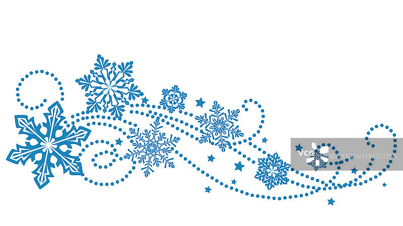 冬季新年背景与蓝色雪花剪影。圣诞装饰品图片素材