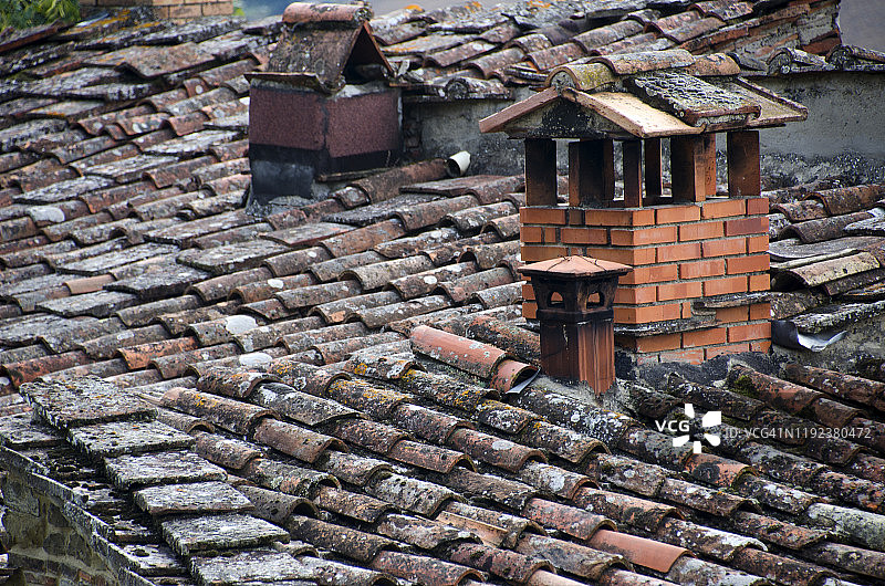 意大利迷人的波皮的乡村屋顶瓷砖图片素材