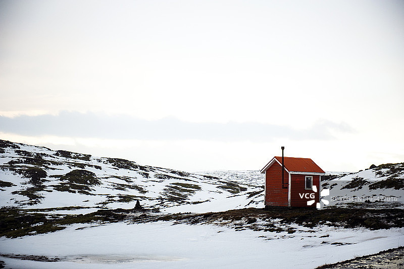 冰岛南部Oxi口的冰岛救援小屋图片素材