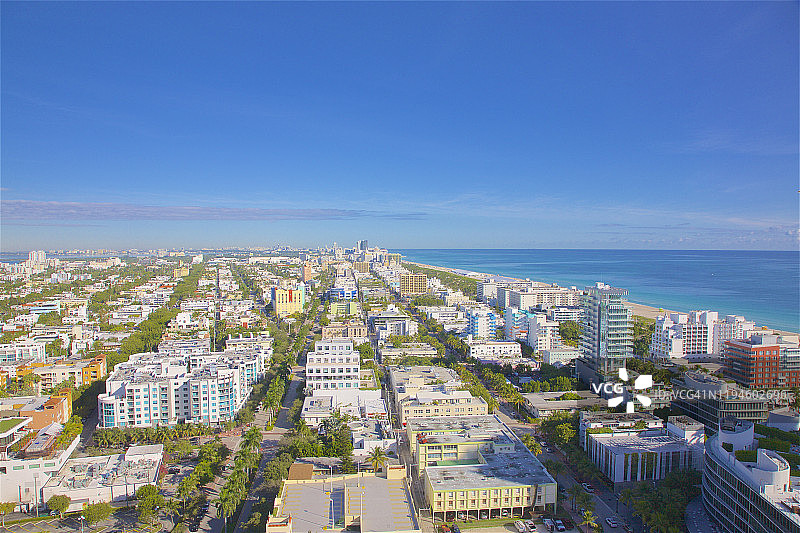 南海滩鸟瞰图，迈阿密海滩图片素材