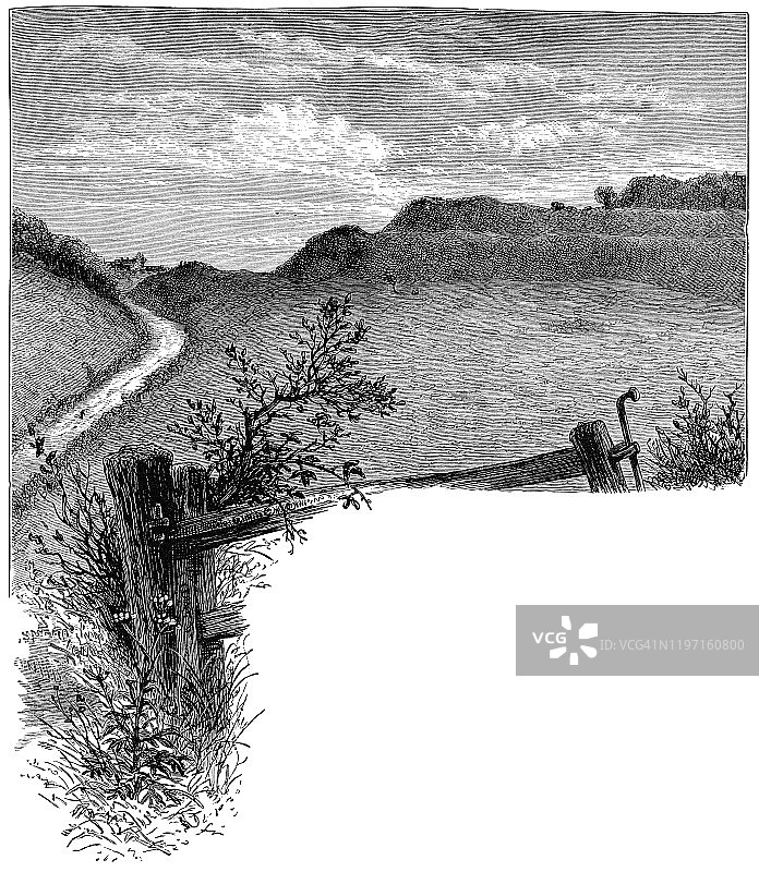 英格兰威尔特郡的老塞勒姆——19世纪图片素材