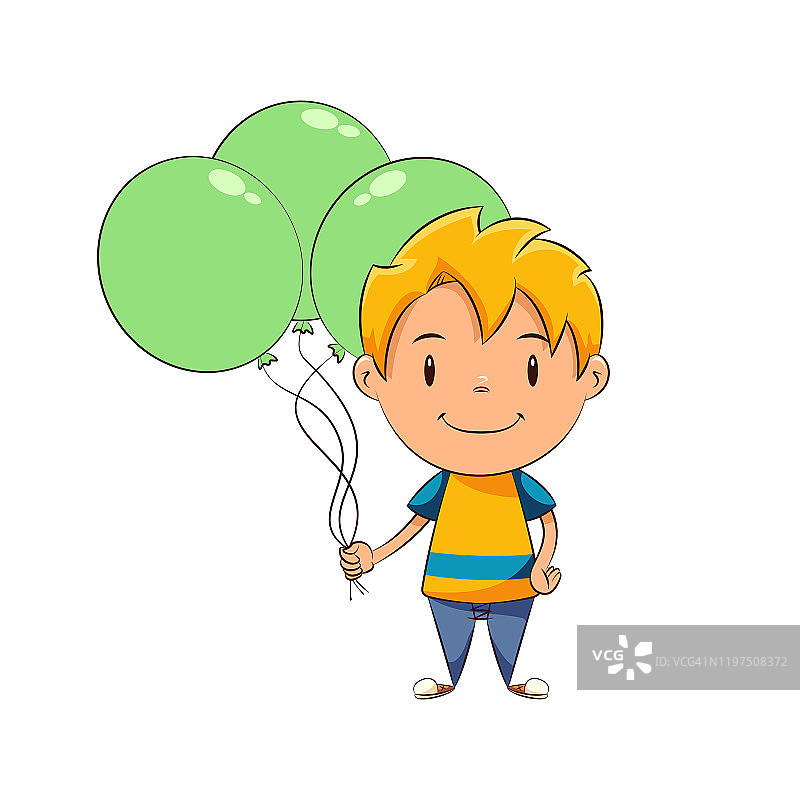 孩子拿着气球，快乐可爱的孩子图片素材