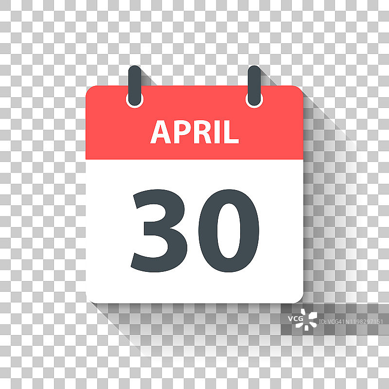 4月30日-每日日历图标在平面设计风格图片素材