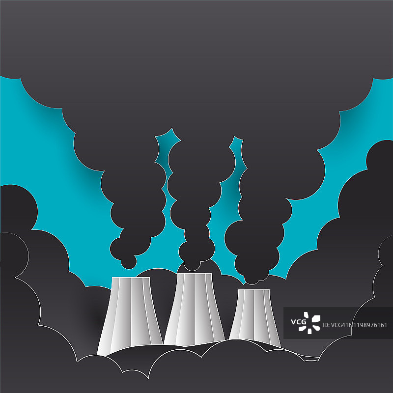 污染空气来自工厂管道和污水坑，环境为污染概念。矢量图图片素材