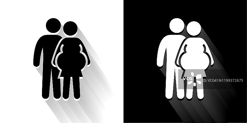 怀孕的黑色和白色与长影子图标图片素材