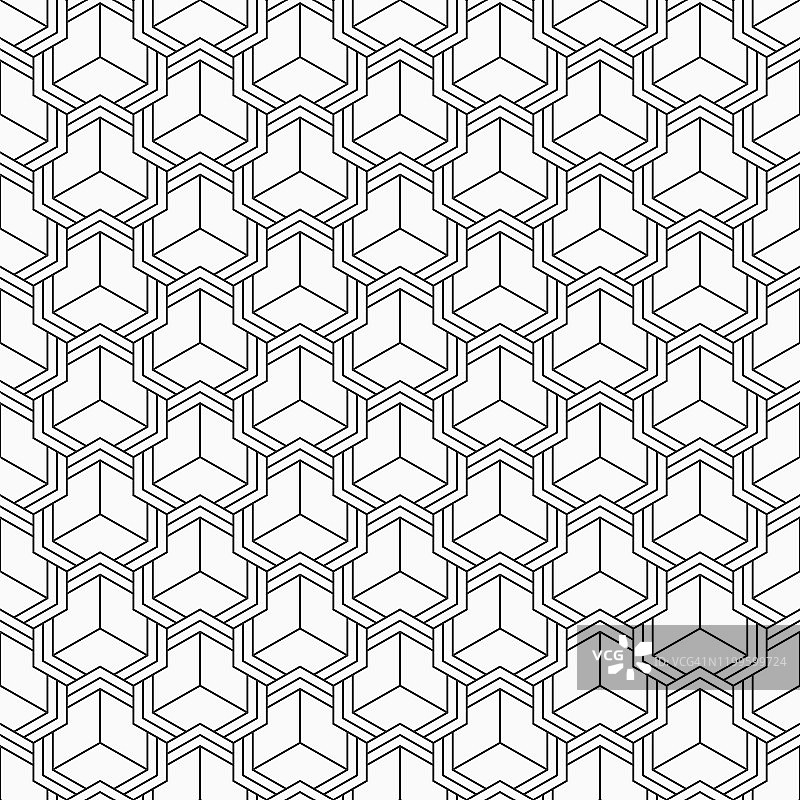 抽象的无缝模式。条纹线性几何瓷砖与三重编织元素。图片素材