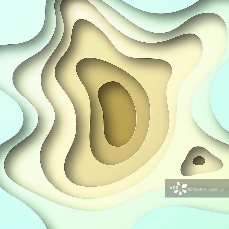 剪纸背景-米色抽象波浪形状-时尚的3D设计图片素材