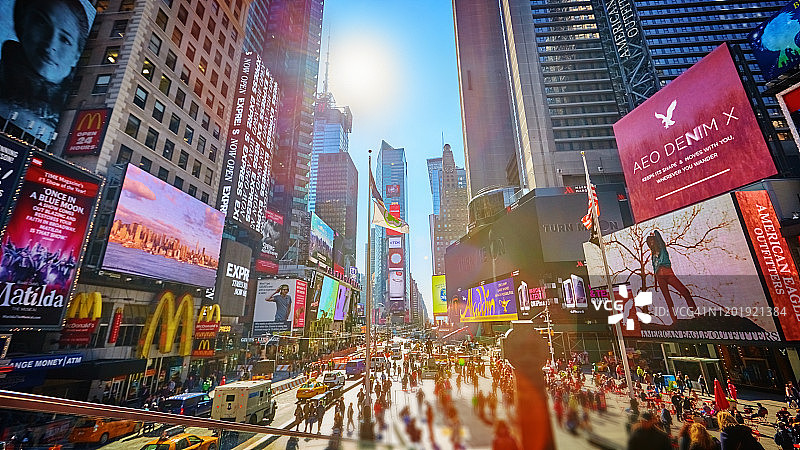 太阳。的一天。时代广场。人群。广告。纽约。国际上具有里程碑意义的图片素材
