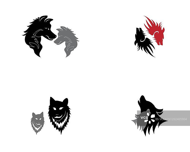 狼头图标和符号矢量插图图片素材