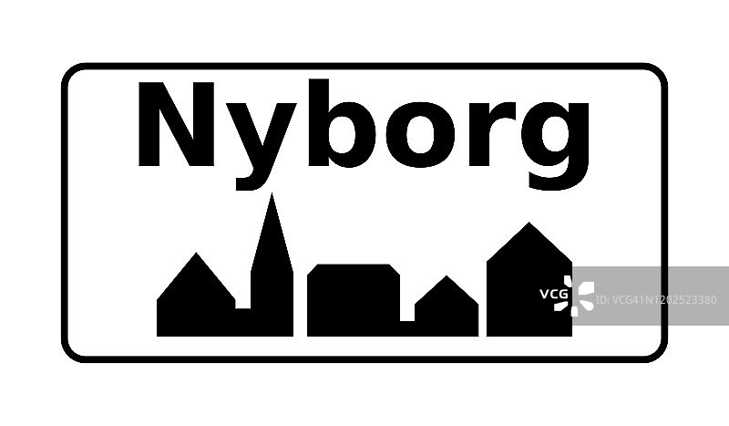 丹麦尼堡市的路标图片素材